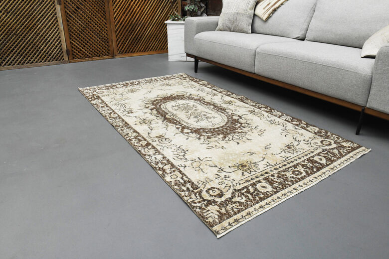 Beige Handmade Oushak Area Rug