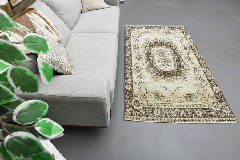 Beige Handmade Oushak Area Rug