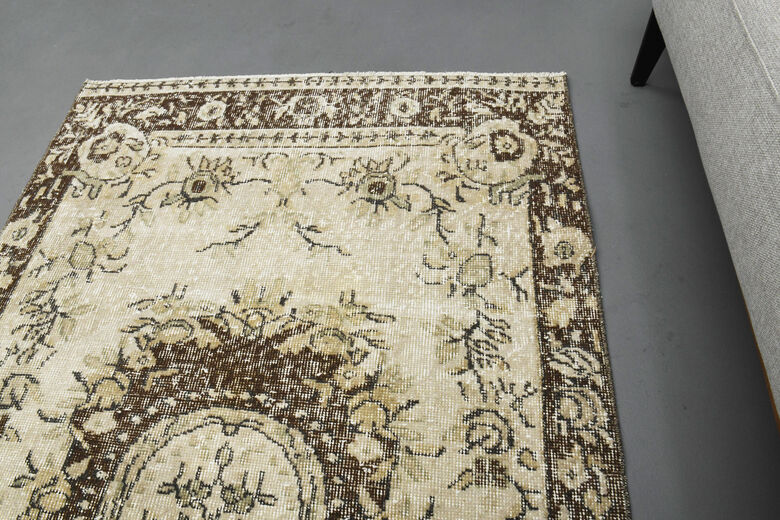Beige Handmade Oushak Area Rug