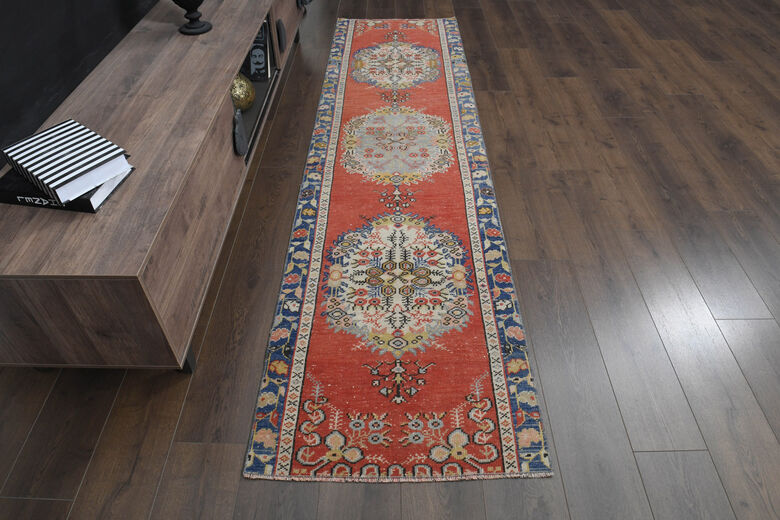 Handmade Oushak Red Runner
