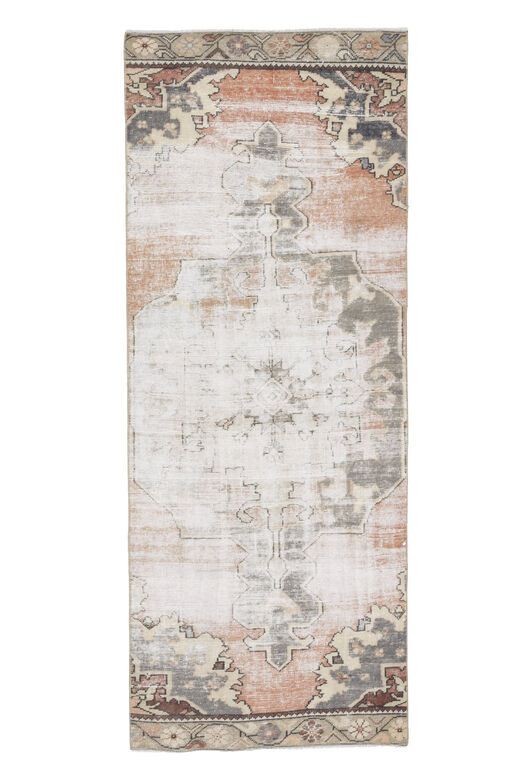 Distressed Vintage Oushak Short Runner