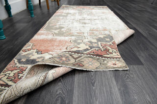 Distressed Vintage Oushak Short Runner - Thumbnail