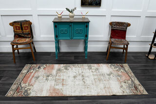 Distressed Vintage Oushak Short Runner - Thumbnail