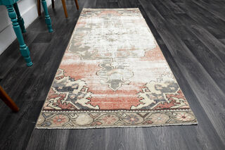 Distressed Vintage Oushak Short Runner - Thumbnail