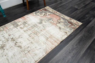 Distressed Vintage Oushak Short Runner - Thumbnail