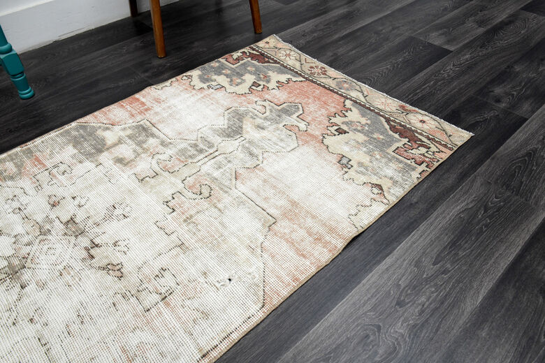 Distressed Vintage Oushak Short Runner