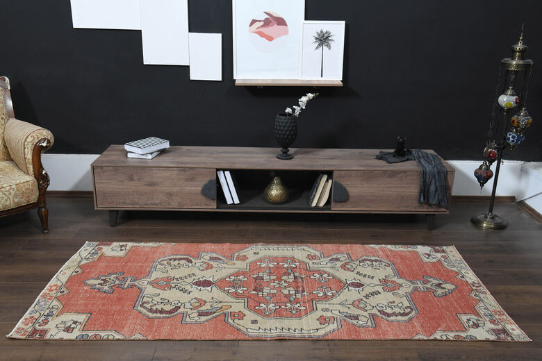 Orange Anatolian Short Runner Rug
