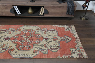 Orange Anatolian Short Runner Rug - Thumbnail