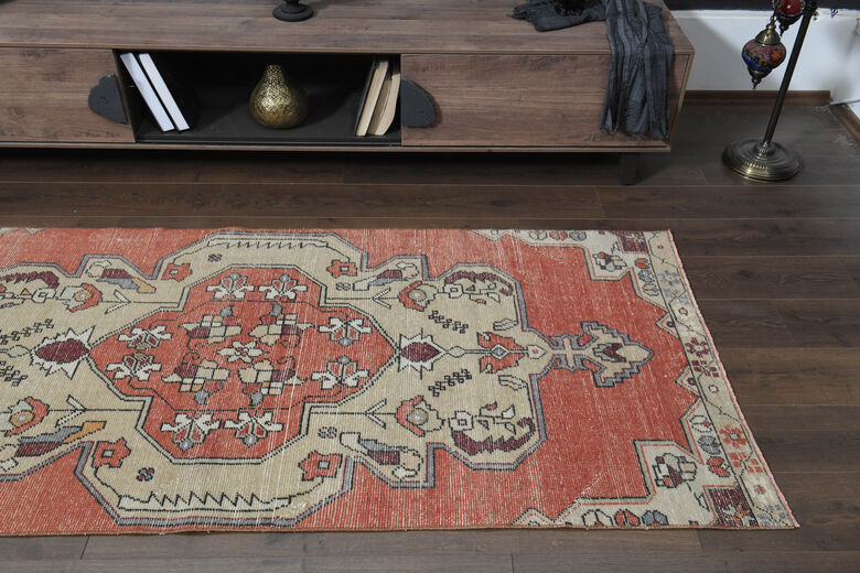 Orange Anatolian Short Runner Rug