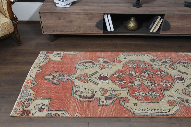 Orange Anatolian Short Runner Rug