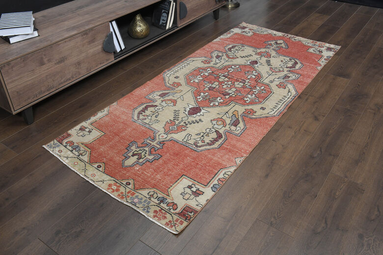 Orange Anatolian Short Runner Rug