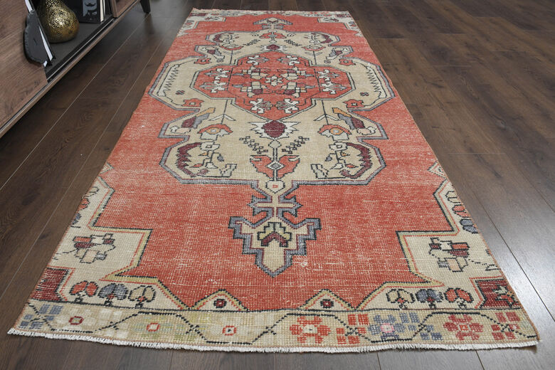 Orange Anatolian Short Runner Rug