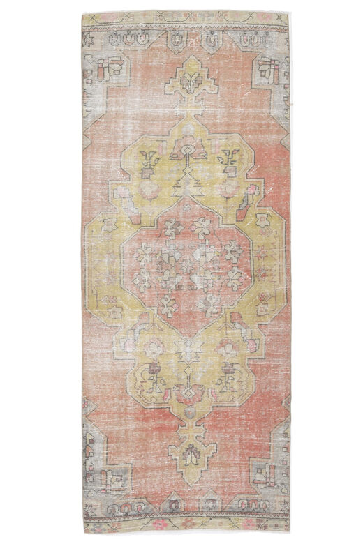 Faded Pink Antique Oushak Runner Rug