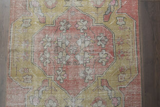 Faded Pink Antique Oushak Runner Rug - Thumbnail