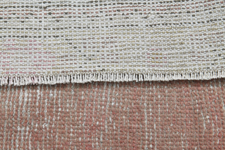 Faded Pink Antique Oushak Runner Rug