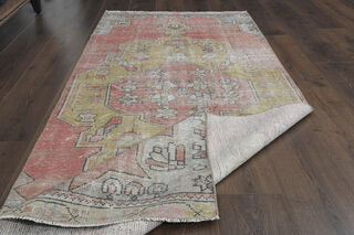 Faded Pink Antique Oushak Runner Rug - Thumbnail