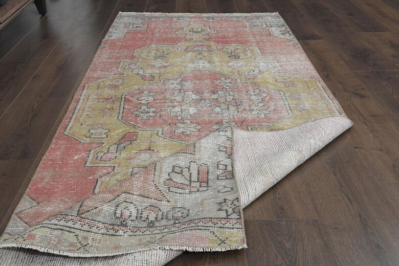 Faded Pink Antique Oushak Runner Rug