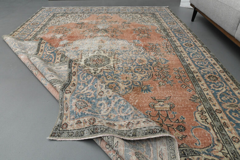 One of a Kind Vintage Oushak Area Rug