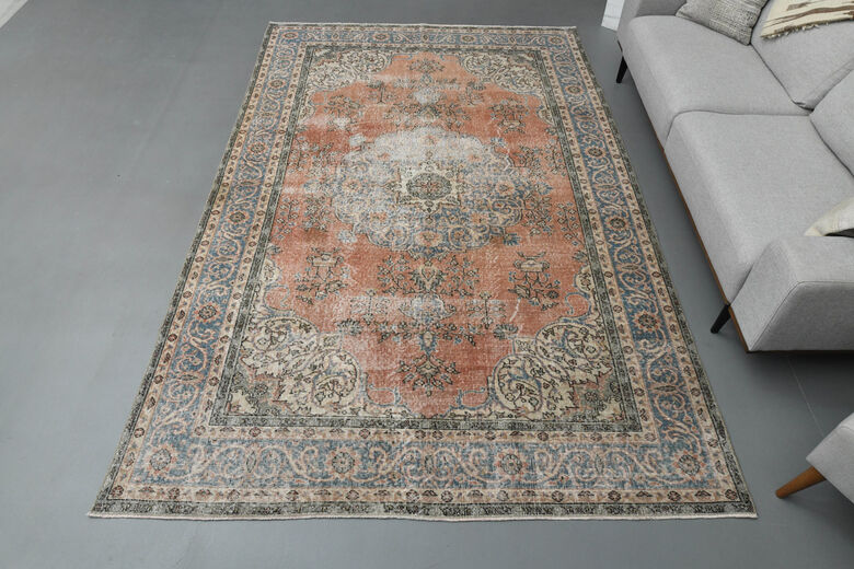 One of a Kind Vintage Oushak Area Rug