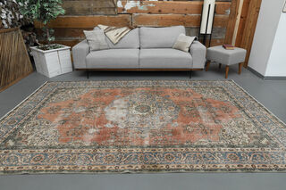 One of a Kind Vintage Oushak Area Rug - Thumbnail