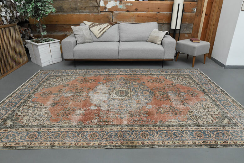 One of a Kind Vintage Oushak Area Rug