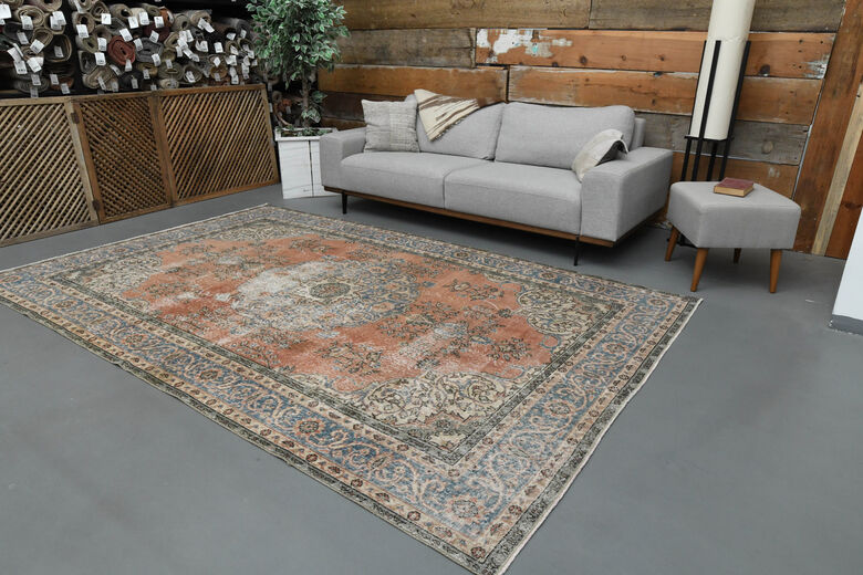 One of a Kind Vintage Oushak Area Rug