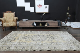 Soft Wool Distressed Oushak Area Rug - Thumbnail