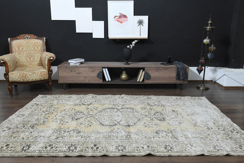 Soft Wool Distressed Oushak Area Rug