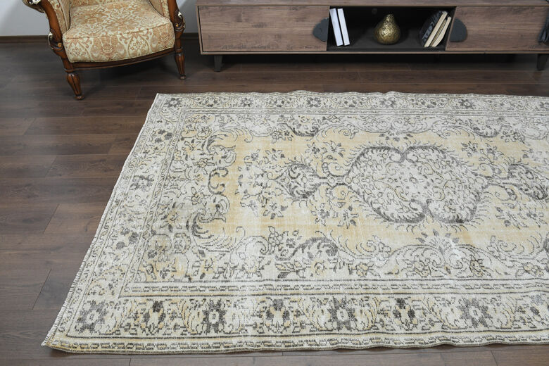 Soft Wool Distressed Oushak Area Rug
