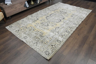 Soft Wool Distressed Oushak Area Rug - Thumbnail