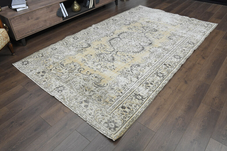 Soft Wool Distressed Oushak Area Rug