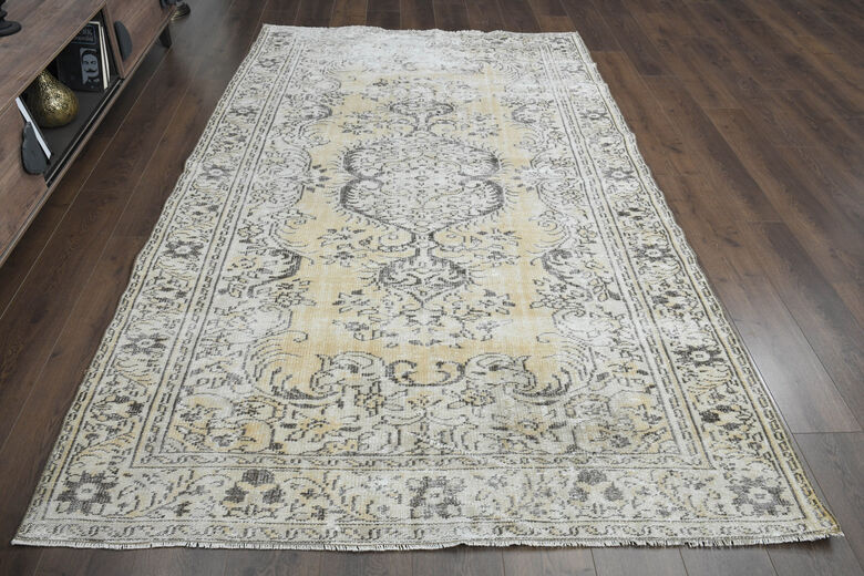 Soft Wool Distressed Oushak Area Rug