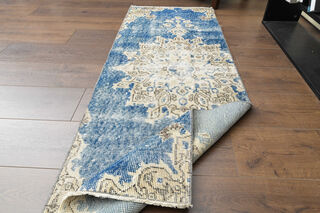 Organic Wool Blue Anatolian Runner - Thumbnail