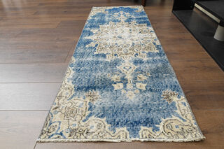 Organic Wool Blue Anatolian Runner - Thumbnail