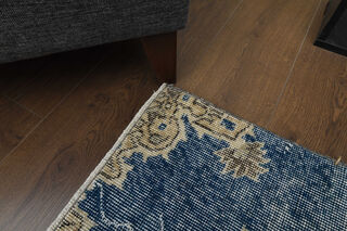 Organic Wool Blue Anatolian Runner - Thumbnail