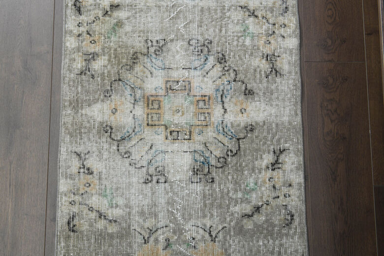 Faded Green Oushak Runner