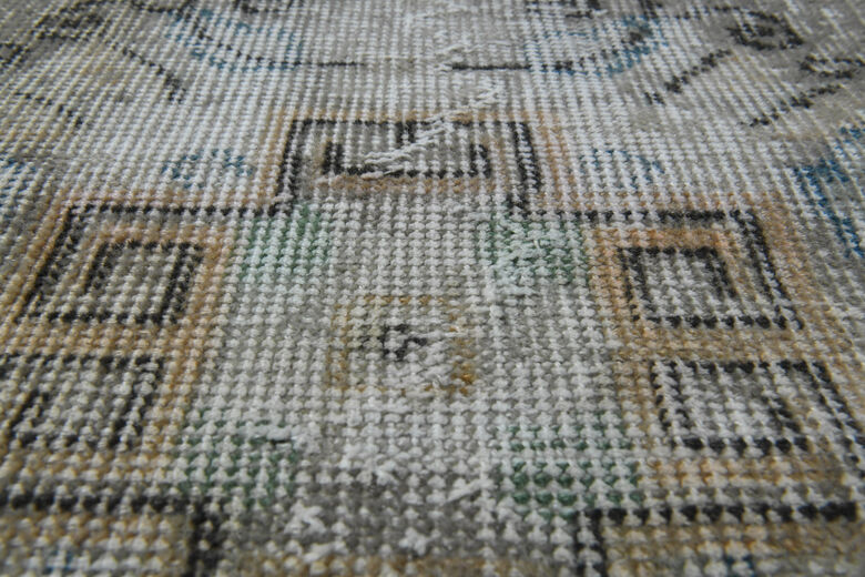 Faded Green Oushak Runner