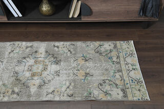Faded Green Oushak Runner - Thumbnail