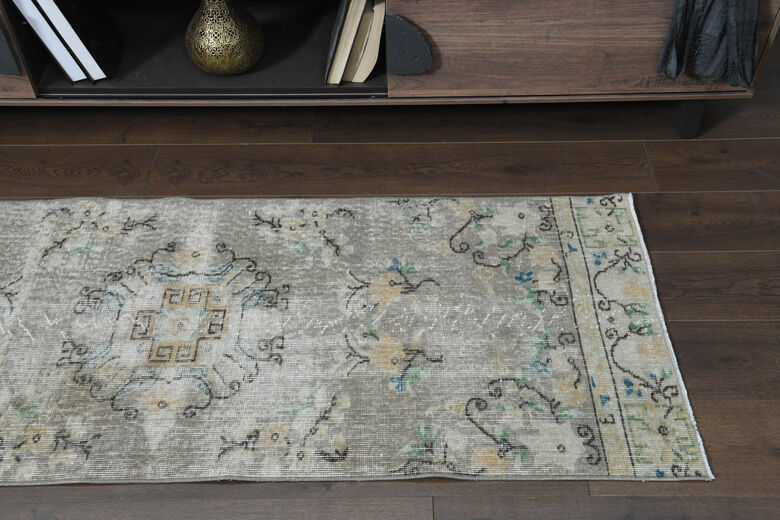 Faded Green Oushak Runner