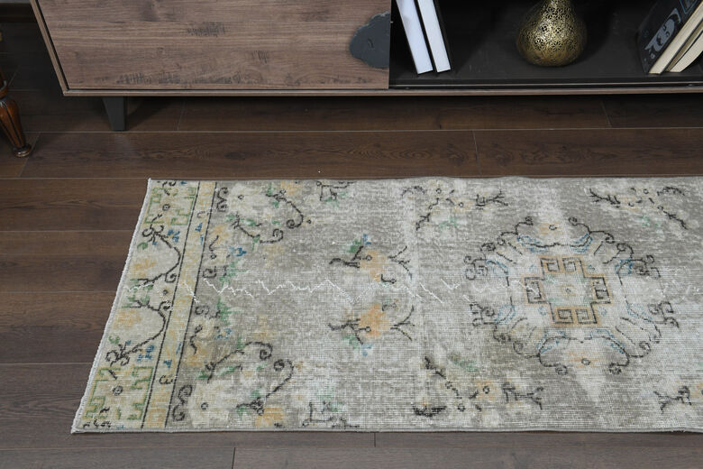 Faded Green Oushak Runner