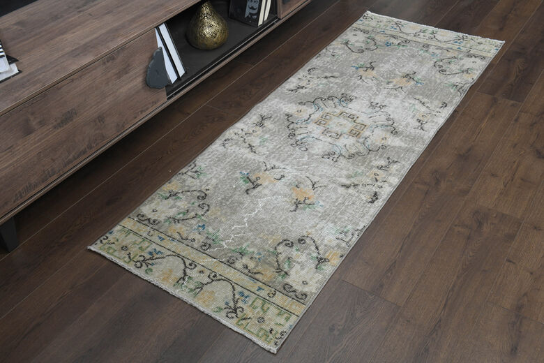 Faded Green Oushak Runner