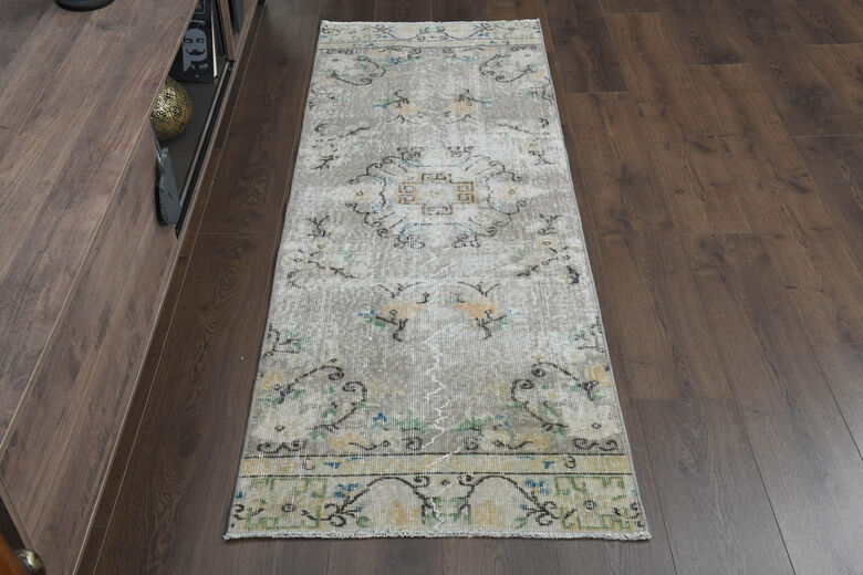 Faded Green Oushak Runner