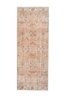 Soft Orange Vintage Oushak Runner Rug - Thumbnail