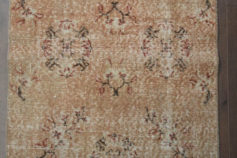 Soft Orange Vintage Oushak Runner Rug