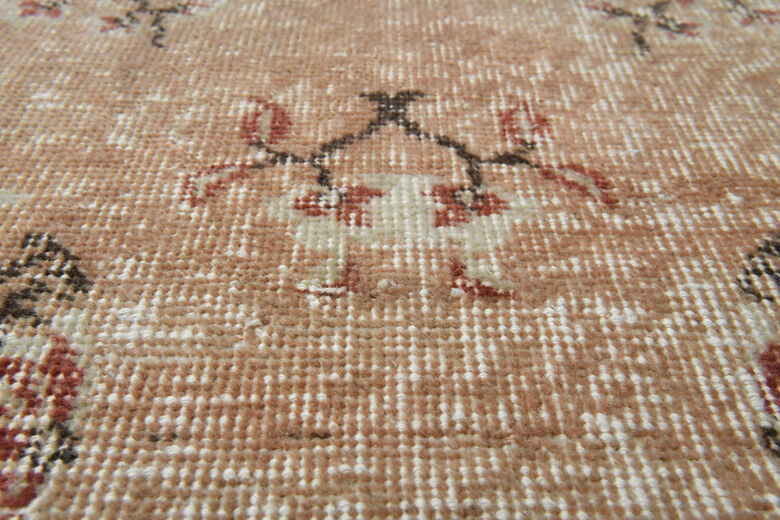 Soft Orange Vintage Oushak Runner Rug