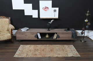 Soft Orange Vintage Oushak Runner Rug - Thumbnail