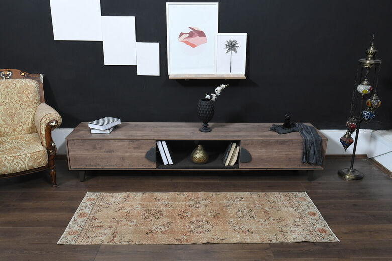Soft Orange Vintage Oushak Runner Rug