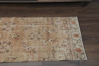 Soft Orange Vintage Oushak Runner Rug - Thumbnail