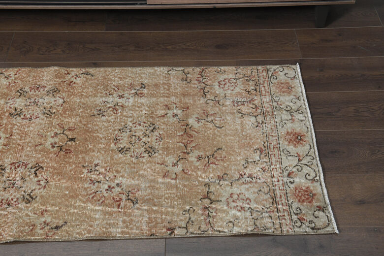 Soft Orange Vintage Oushak Runner Rug