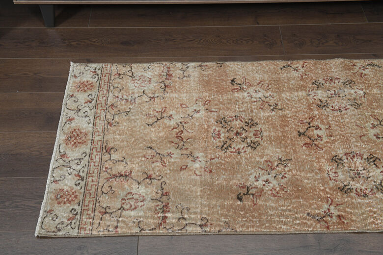 Soft Orange Vintage Oushak Runner Rug